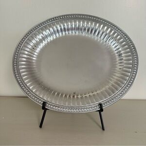 Wilton Armetale Flutes & Pearls Pewter 14" X 12” Ribbed Serving Platter
